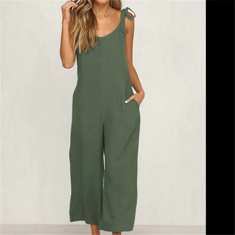 Women's Casual Loose Linen Cotton Backless Dress