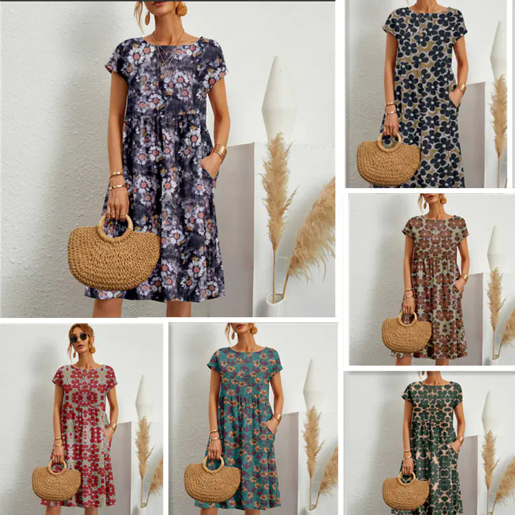 2024 Fashion Women's Loose Cotton Linen Summer Dress
