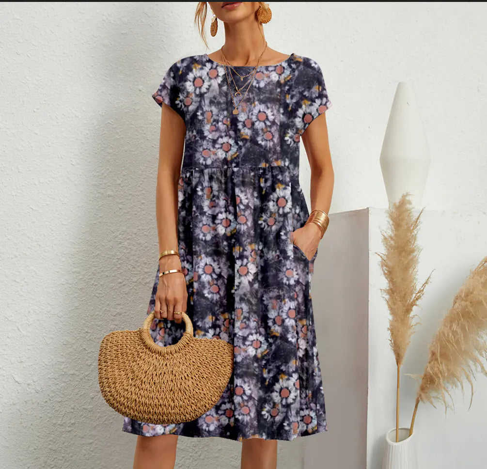 2024 Fashion Women's Loose Cotton Linen Summer Dress