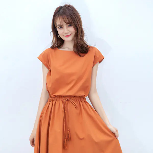 Plus Size Cotton Linen Dress with Waist Detail