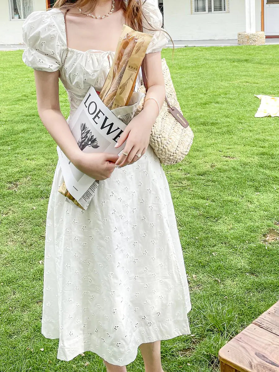 Embroidered Cotton Dress in Hainan Vacation Style