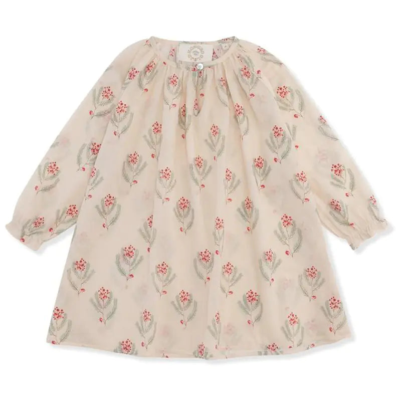 Floral Print Long-sleeved Cotton Dress for Girls