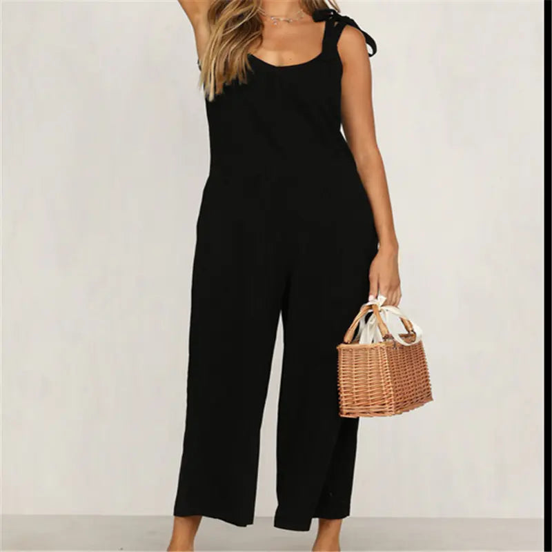 Women's Casual Loose Linen Cotton Backless Dress