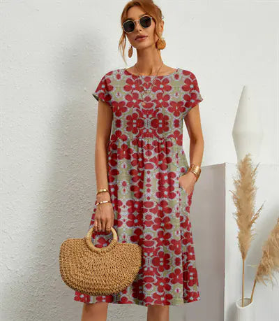 2024 Fashion Women's Loose Cotton Linen Summer Dress