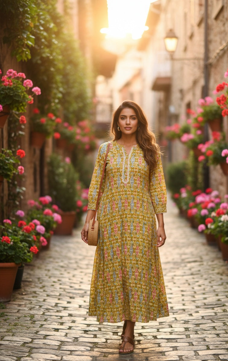🌼 Chic Comfort: Block Print Cotton Maxi Dresses ☀️