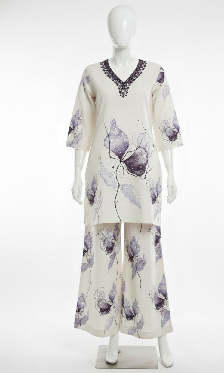 The Amethyst Bloom Cord Set: Artistic Style & Supreme Comfort