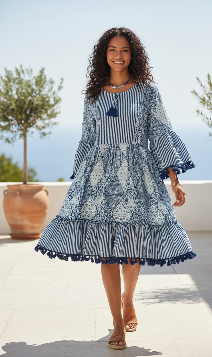 Effortless Chic: The Indigo Print Cotton Dress