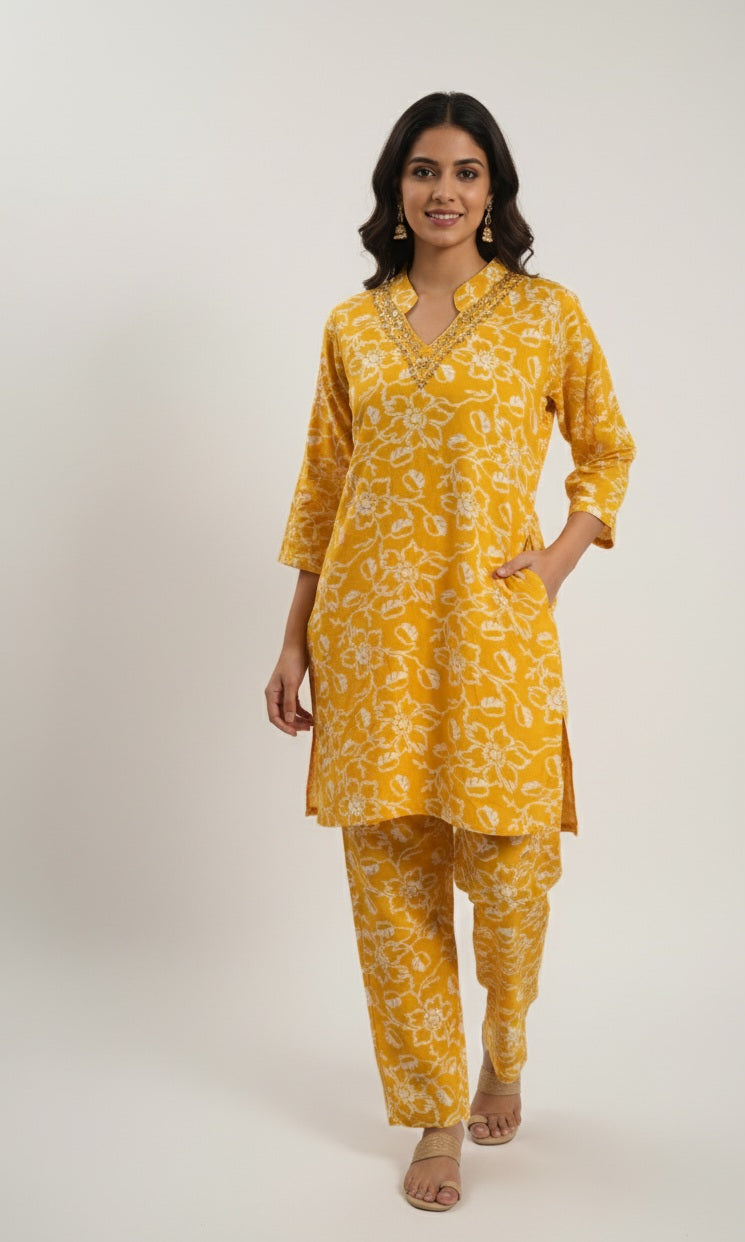 Sunshine Cotton Cord Set with Handcrafted Mirror Work