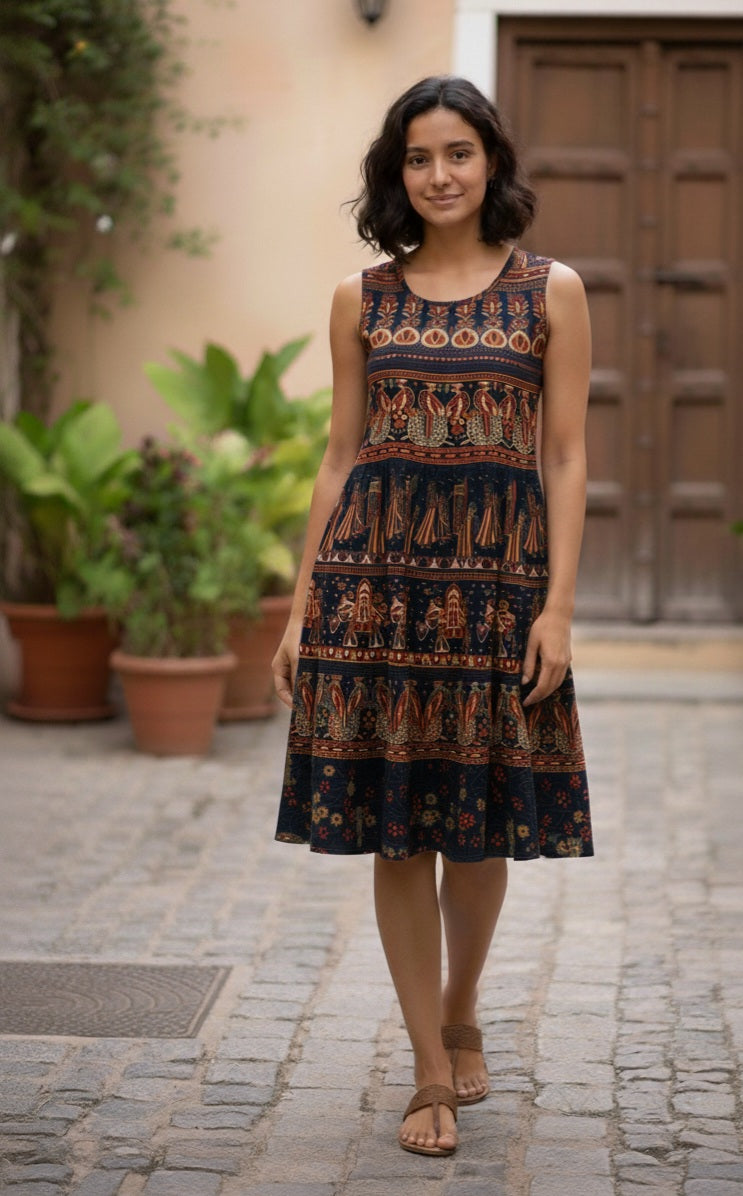 The Jaipuri Artisan Tiered Cotton Midi Dress 🌸