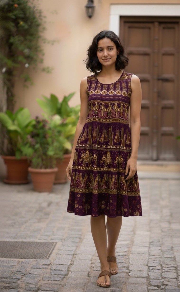 The Jaipuri Artisan Tiered Cotton Midi Dress 🌸