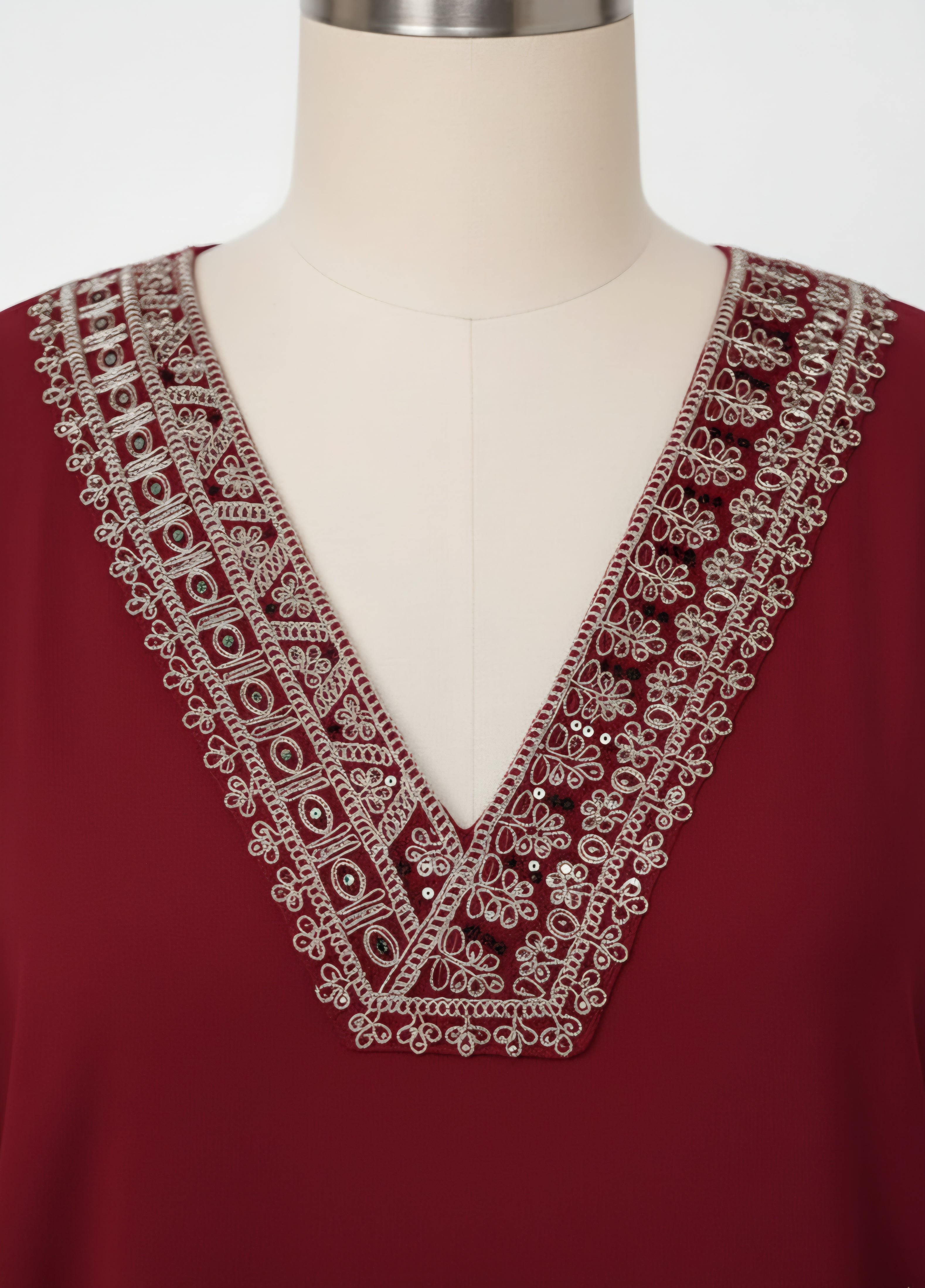Elegant Embroidered V-Neck Kurta Set (3/4 Sleeves)