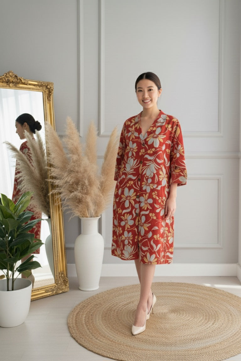 Terracotta Bloom: The Floral Cotton Shirt Dress