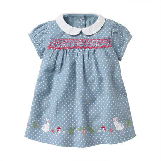 Polka-dot Print Cotton Dress for Summer Girls